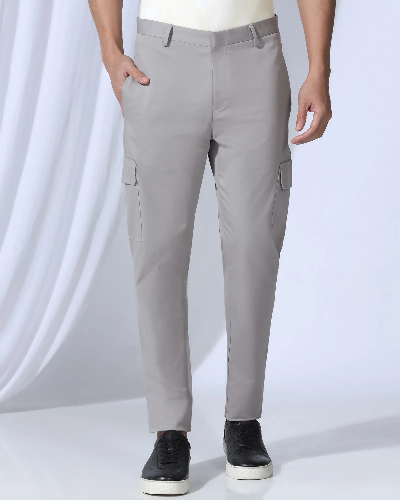 Luxe Look Chilly Weather Wear Sneaker Fit Casual Grey Solid Khakis - Lite