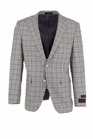 Snag Proof Surface Tiglio Luxe Tan With Light Blue Windowpane Dolcetto Modern Fit, Pure Wool Jacket TL8227