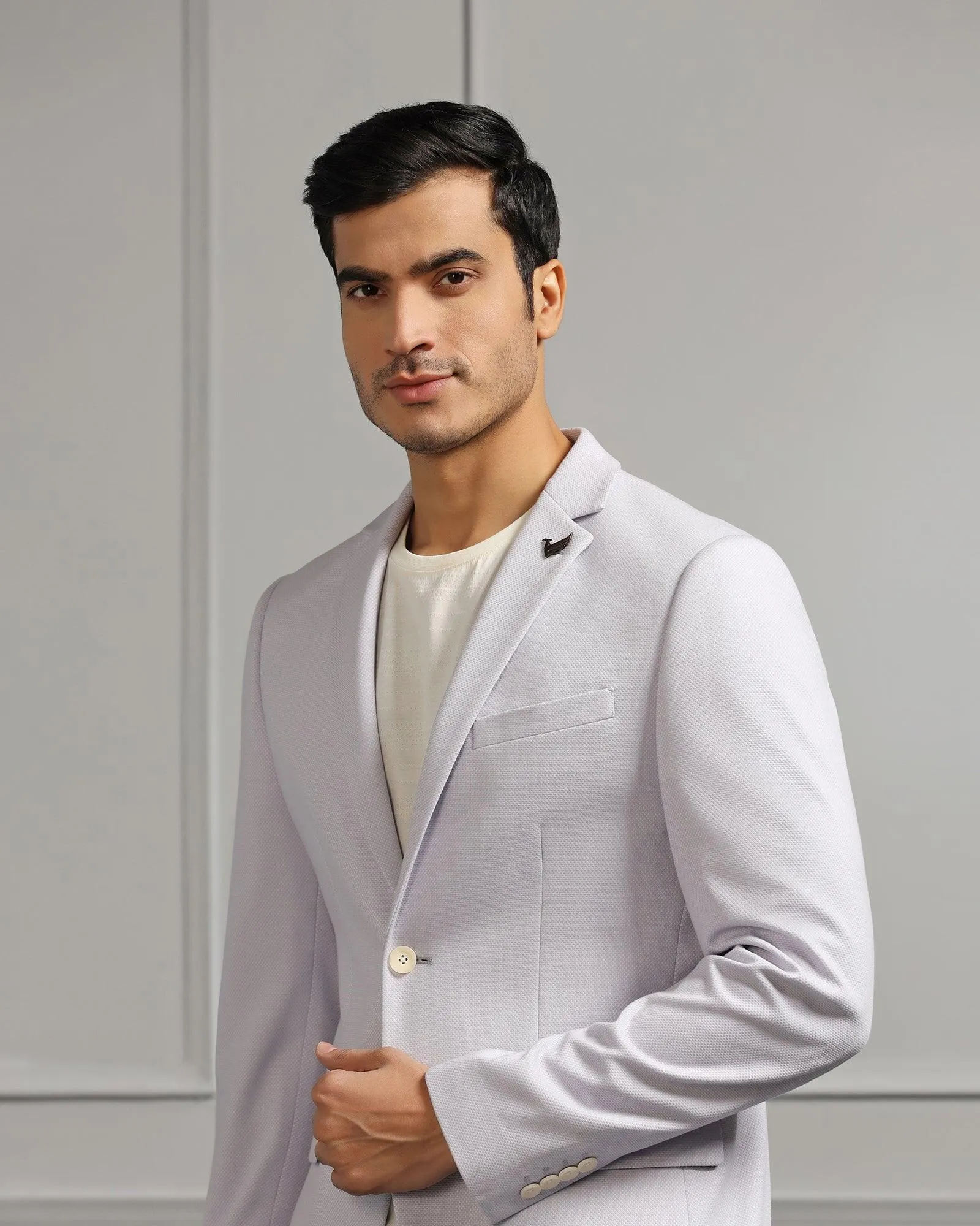 Layered Neckline Primaloft Insulation Casual Lavender Textured Blazer - Ken