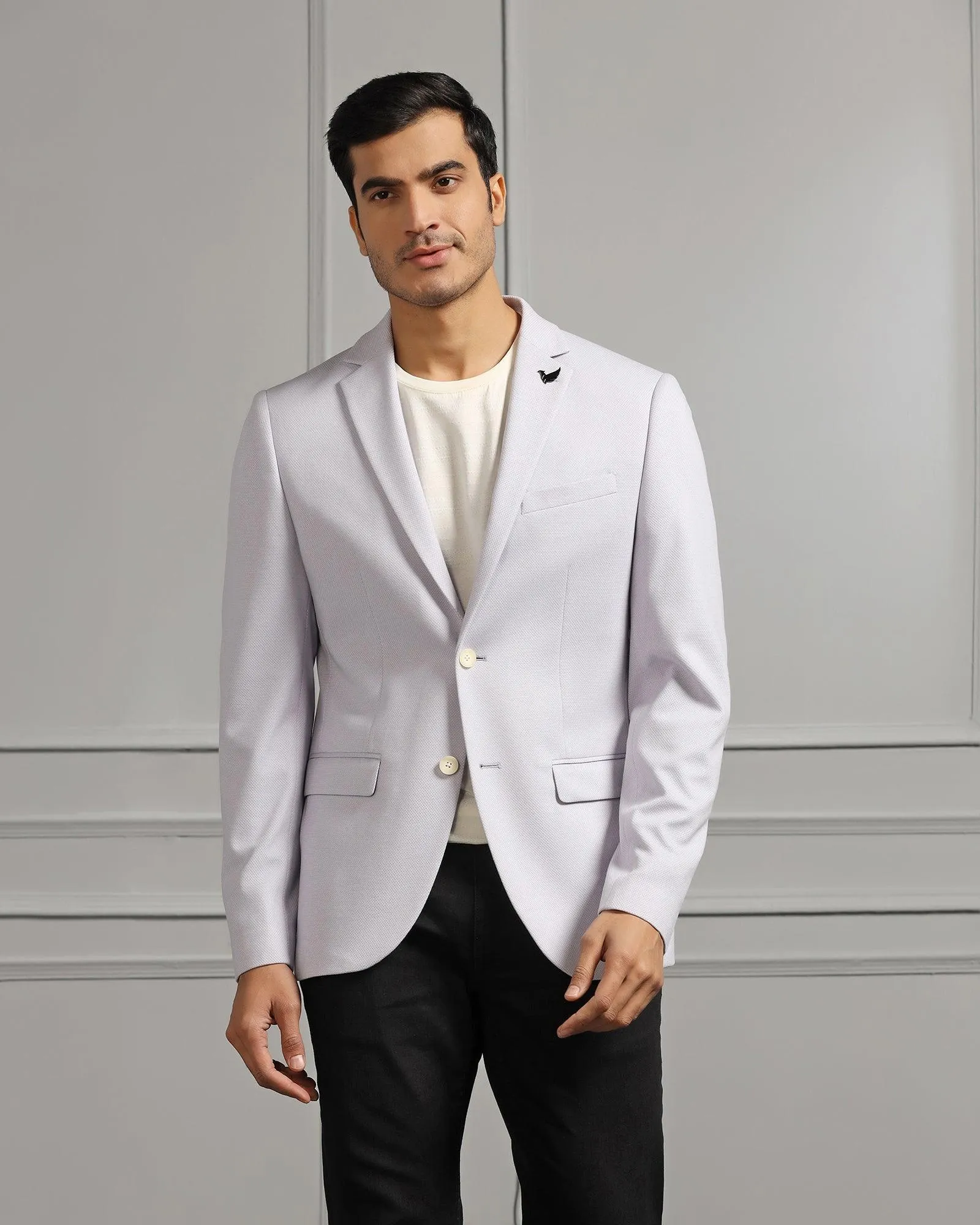 Casual Lavender Textured Blazer - Ken Single Buttons Clean Outer