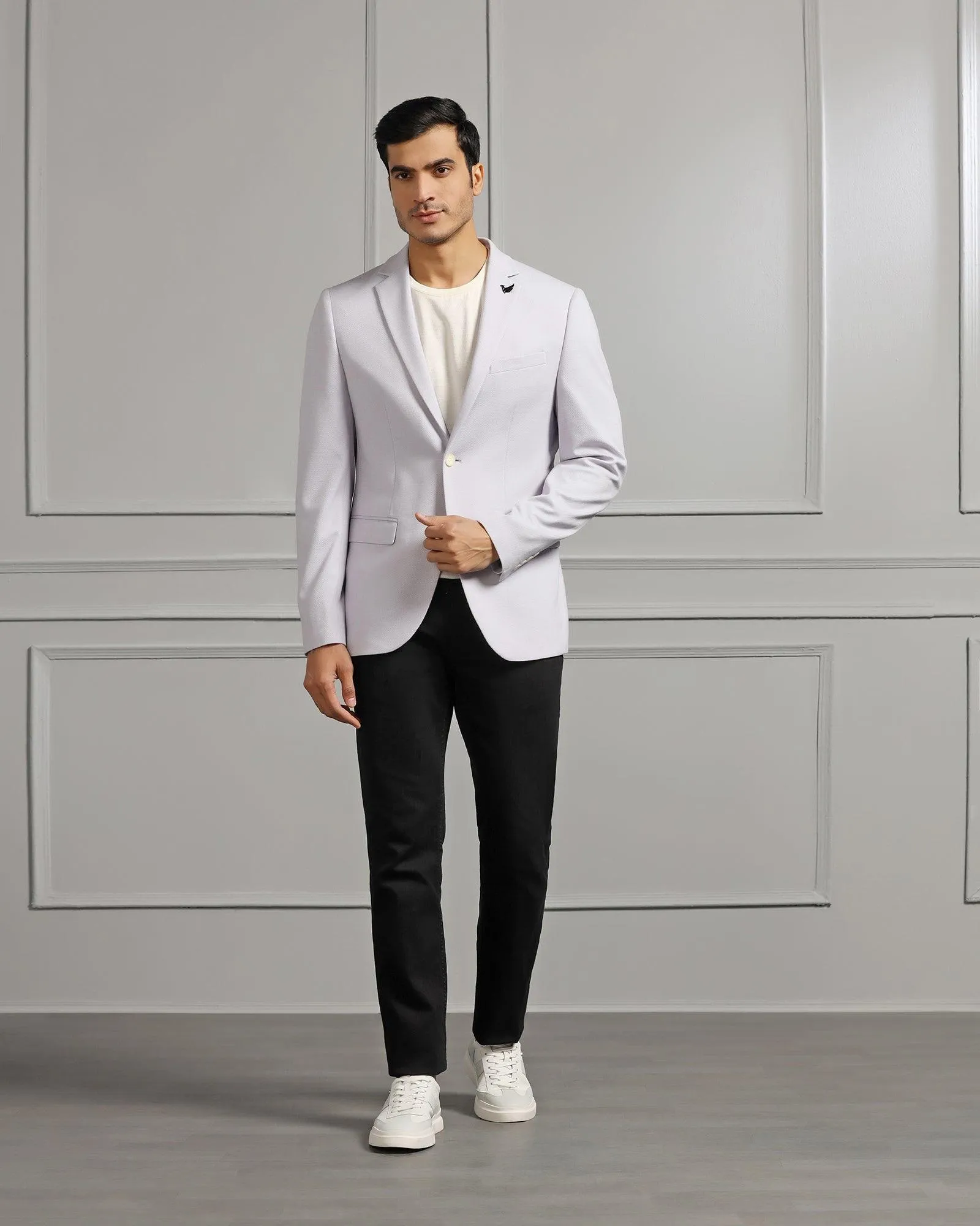 Casual Lavender Textured Blazer - Ken Double Stitch Reinforcement Transitional Layer