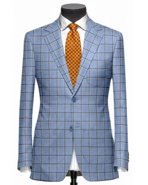 Flexible Shoulder Panels Dugdale Tweed: Blue Windowpane Jacket
