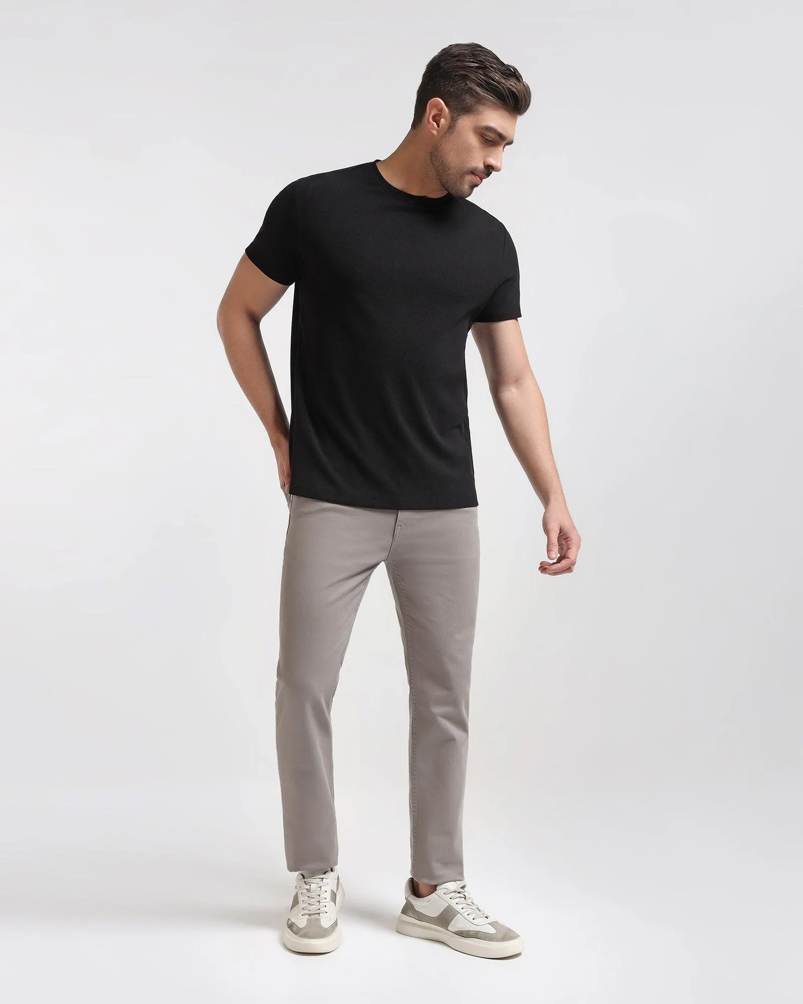 Softened Texture Total Comfort Slim Yonk Fit Grey Textured Jeans - Rene