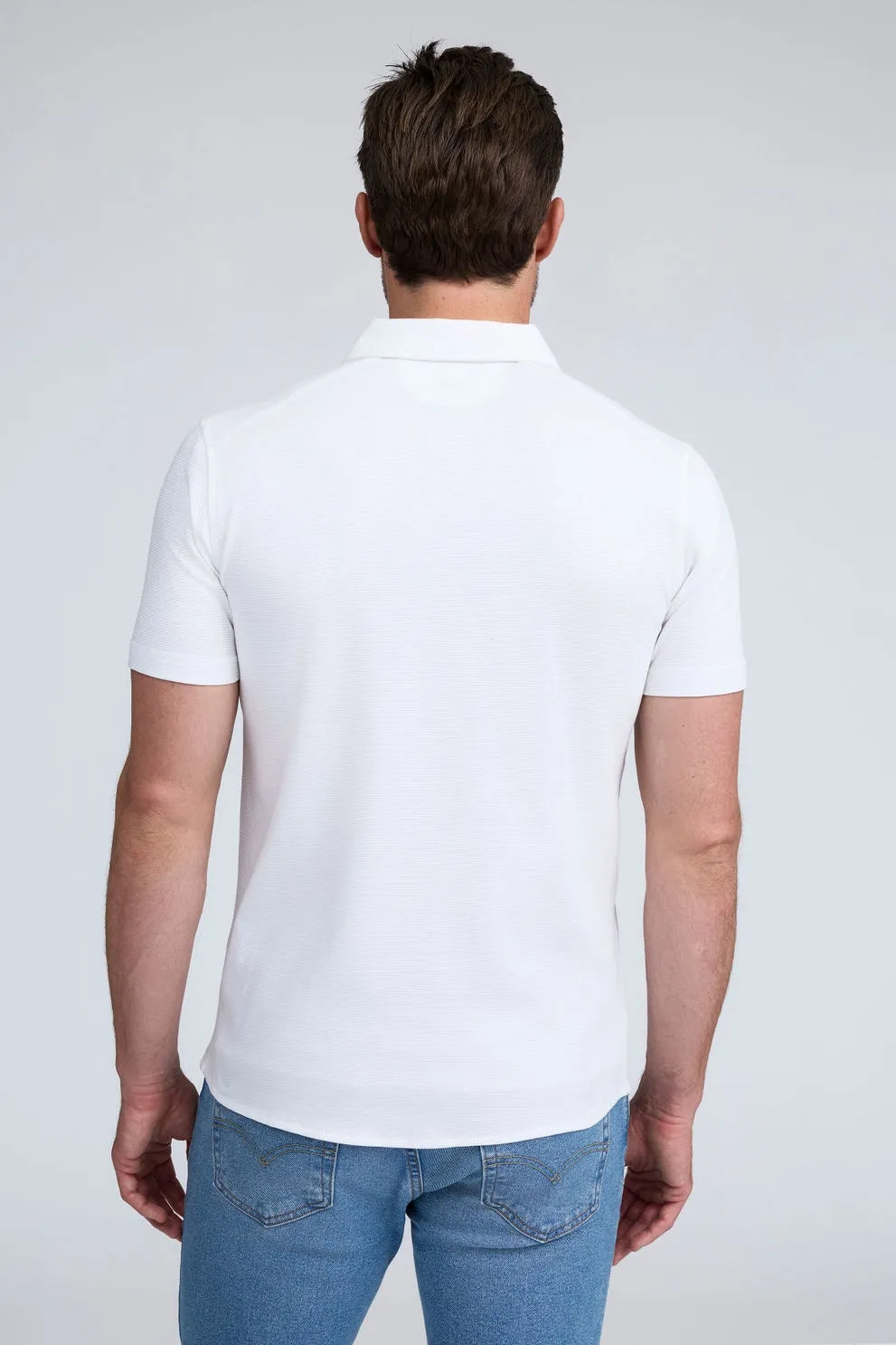 Textured SS Button-down Shirt - White TemperatureRegulating