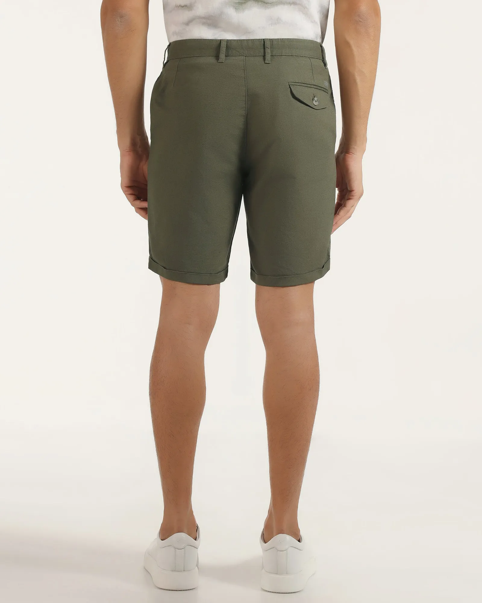 Linen Casual Olive Solid Shorts - Kat housewarming gift