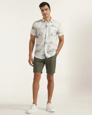 On Trend Tennis wear Linen Casual Olive Solid Shorts - Kat