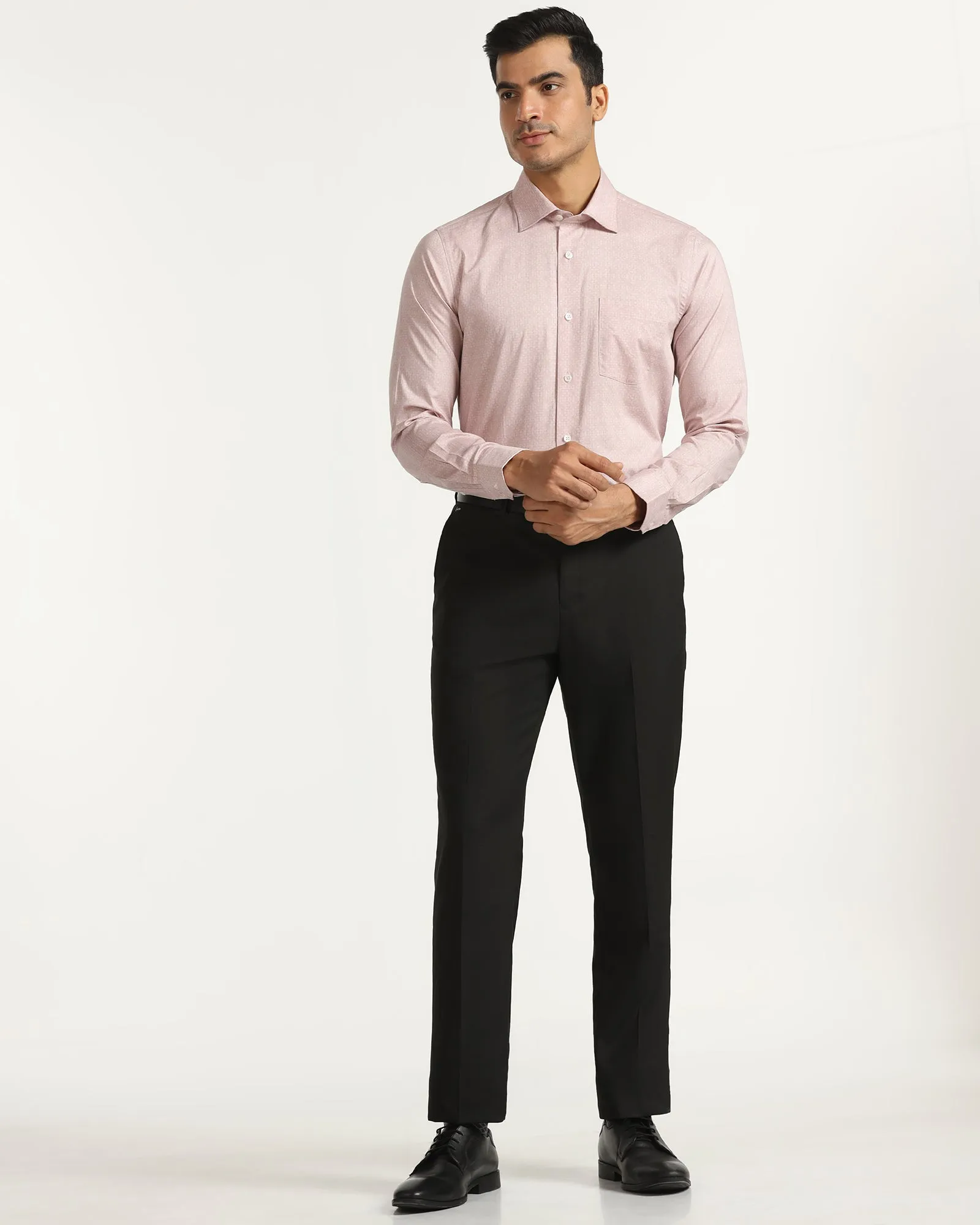 Minimal Vibe Straight B-90 Formal Black Solid Trouser - Musk