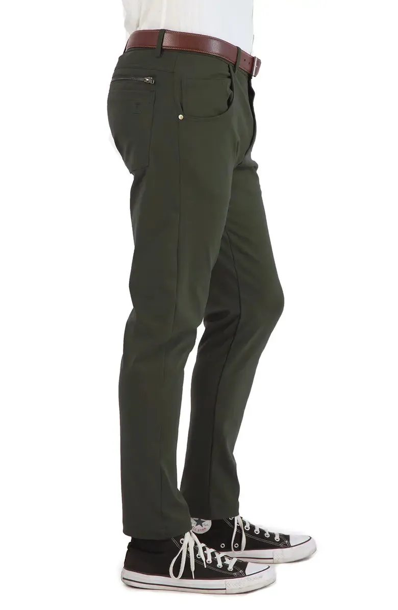 Levinas Olive Green Performance Tech Stretch Pants Comfy Shape Street Utility