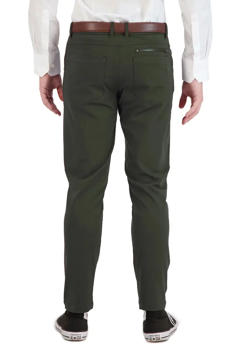 Work Flex Flatlock Seams Levinas Olive Green Performance Tech Stretch Pants