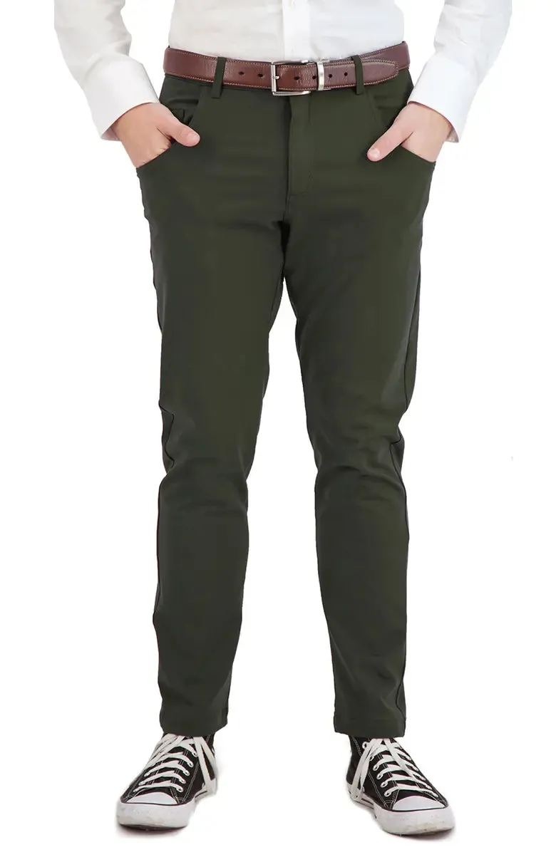 ReflectiveAccentDetails Levinas Olive Green Performance Tech Stretch Pants