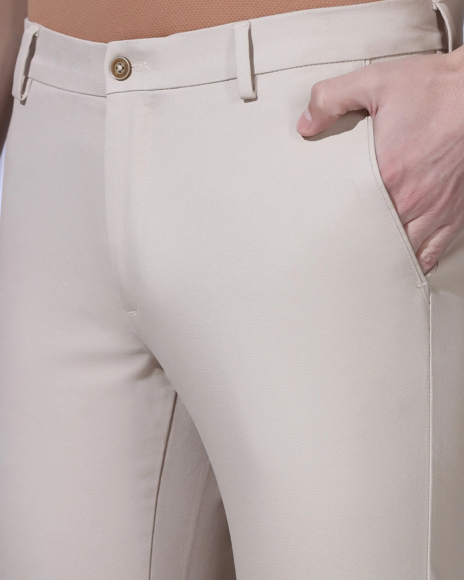 Slim Fit B-91 Casual Beige Textured Khakis - Kary Cold Weather Wear