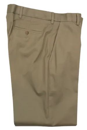 High Rise Design Stay Flexible J. Braxx Josh Flat Front No Iron Cotton Pants in Tan