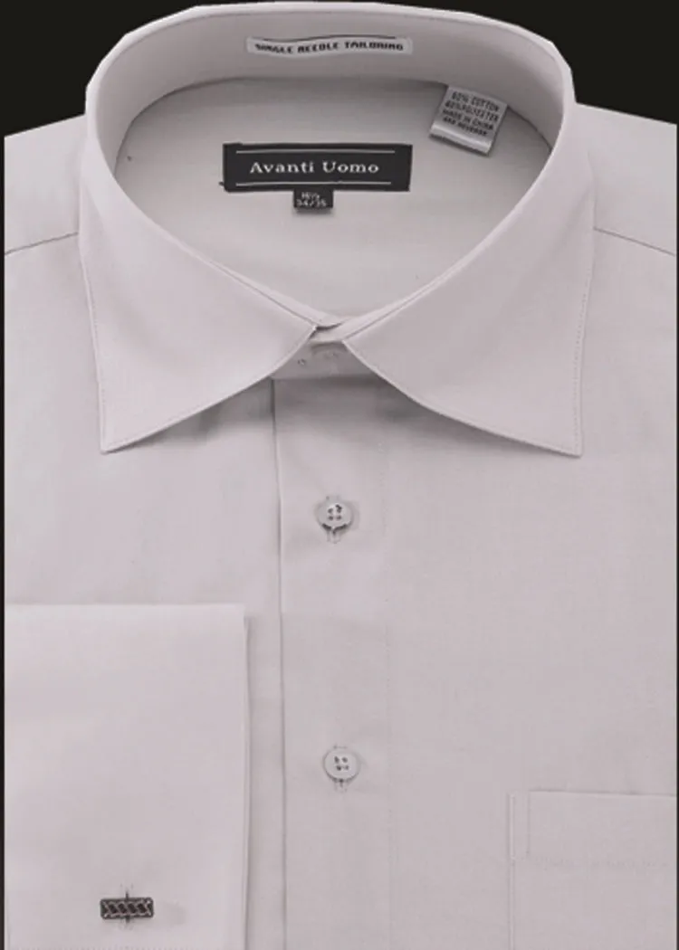Stylish Appearance Avanti Uomo French Cuff Dress Shirt DN32M Silver Gray