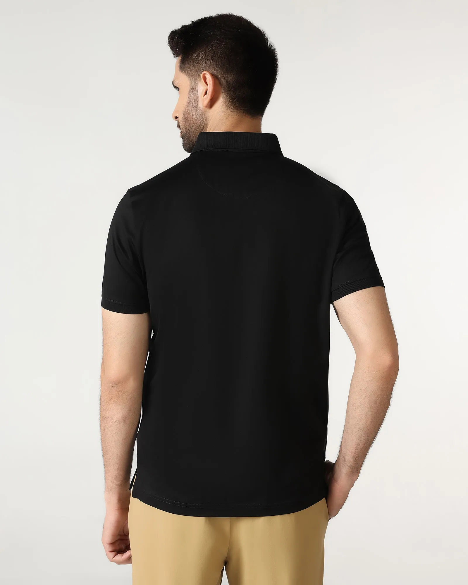 Comfortable Outfit Summer Smart Black Printed Polo - Kenny