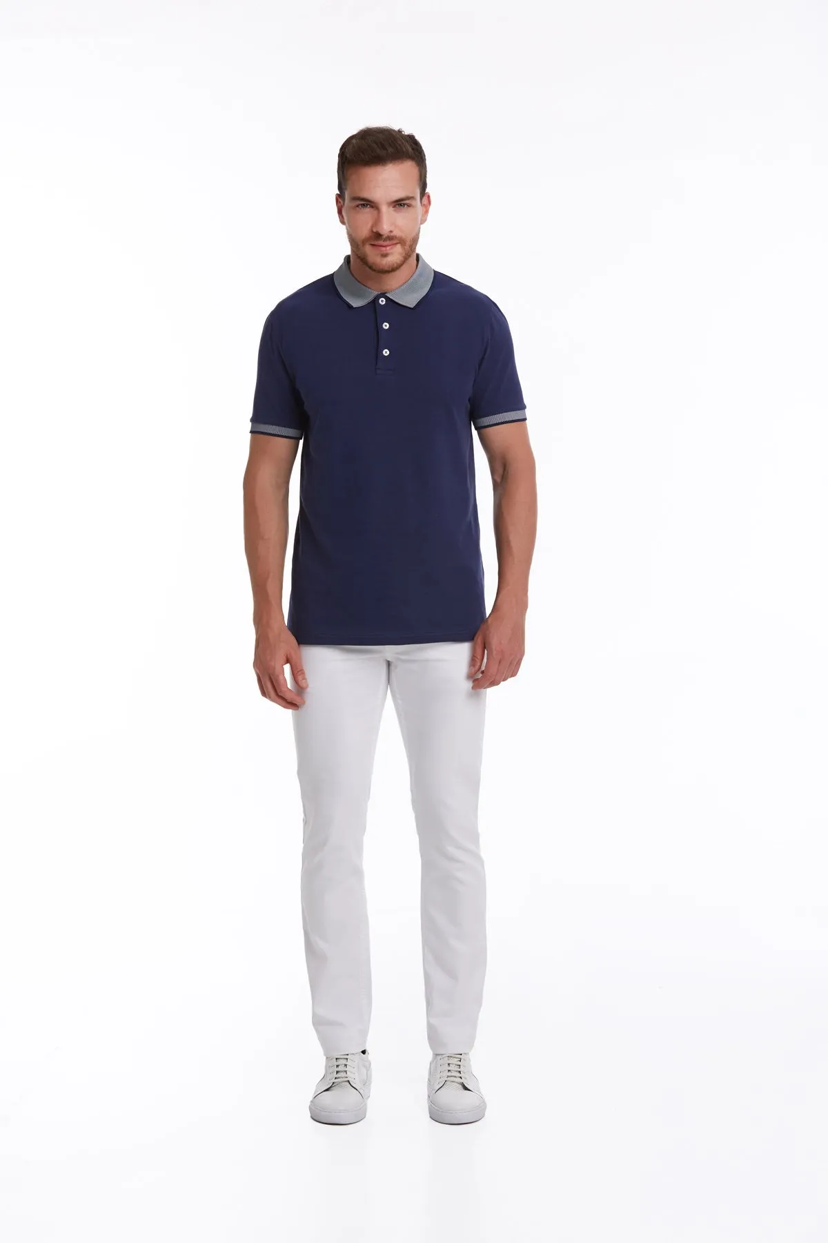 Regular Fit Navy Basic 100% Cotton Polo T-Shirt Premium Layering