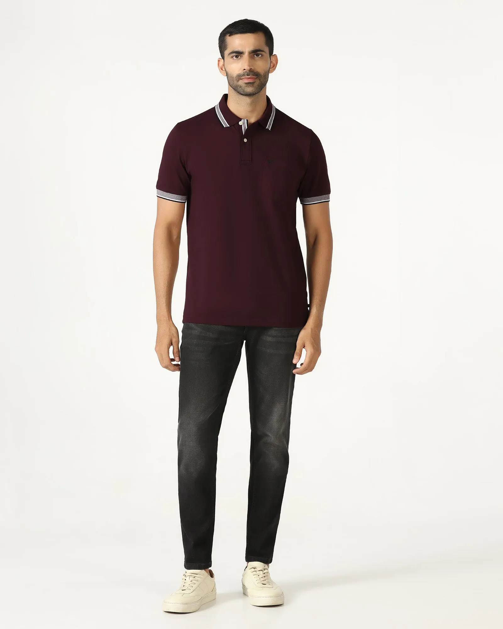 Wine Solid T-Shirt - Taurus Soft Material Versatile Layering