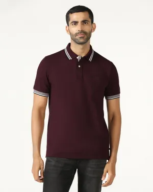 LowMaintenance Fabric Breathable Layer Wine Solid T-Shirt - Taurus