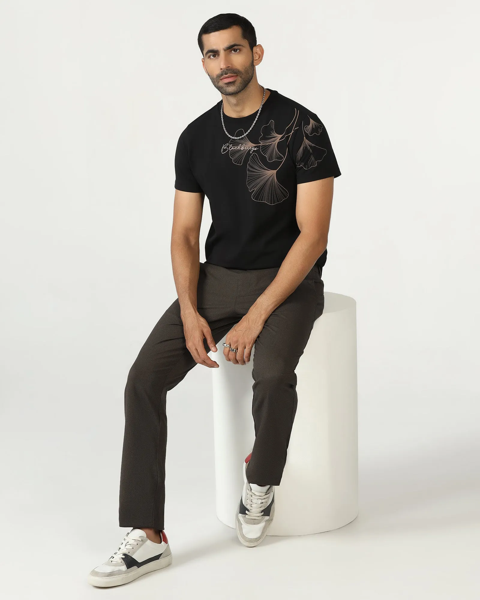 Timeless Layers Form Fitting Brown Textured Khakis - Harry