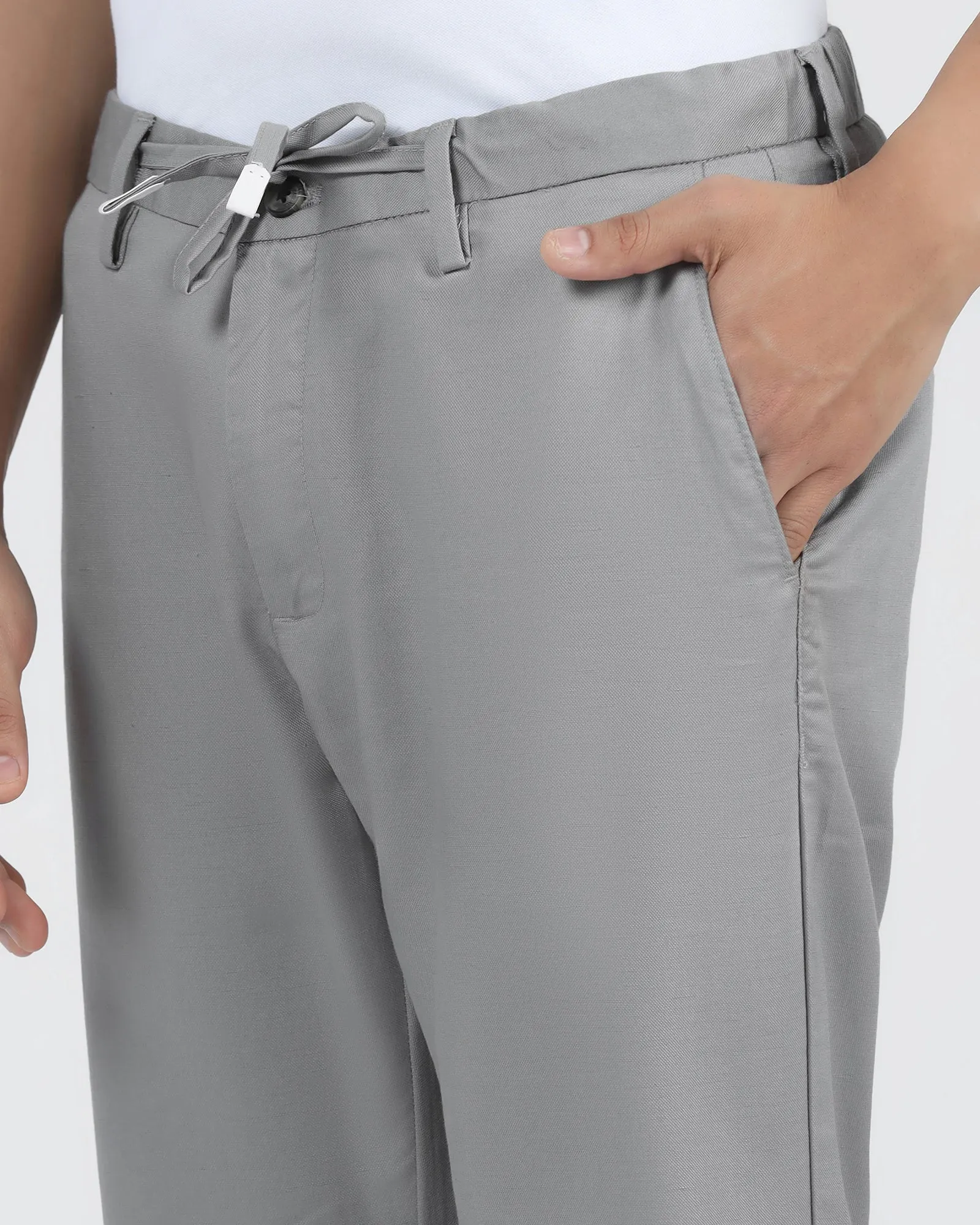 Linen Slim Comfort B-95 Casual Grey Solid Khakis - Edwin Adventure Ready Daily Style