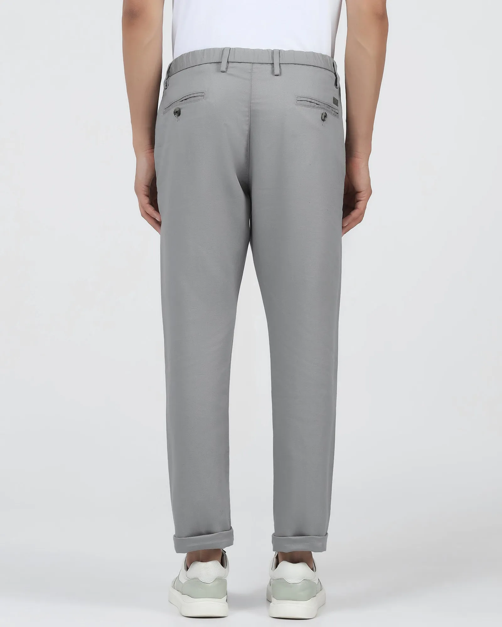 Moisture wicking Slim Shape Linen Slim Comfort B-95 Casual Grey Solid Khakis - Edwin