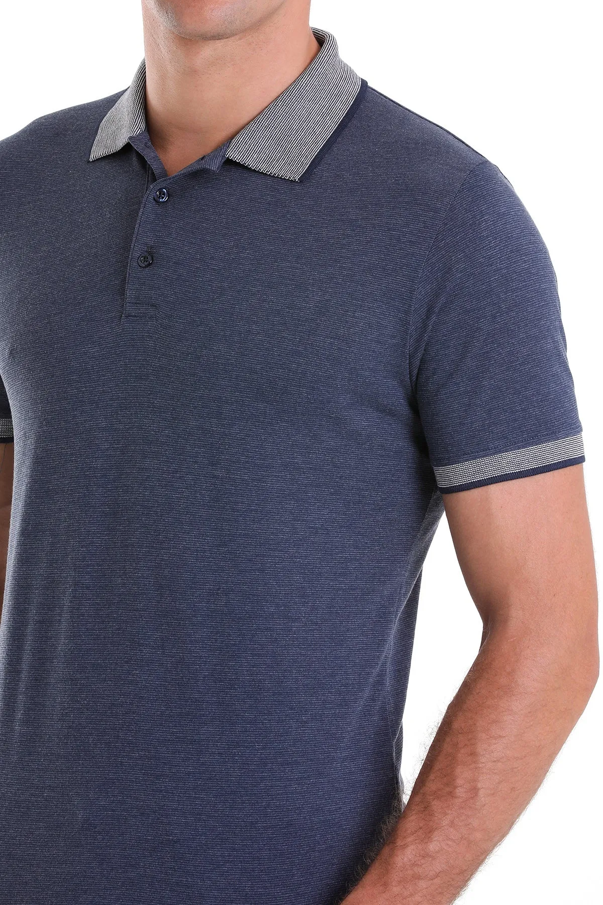 Regular Fit Cotton Blend Indigo Polo T-Shirt sporty wear