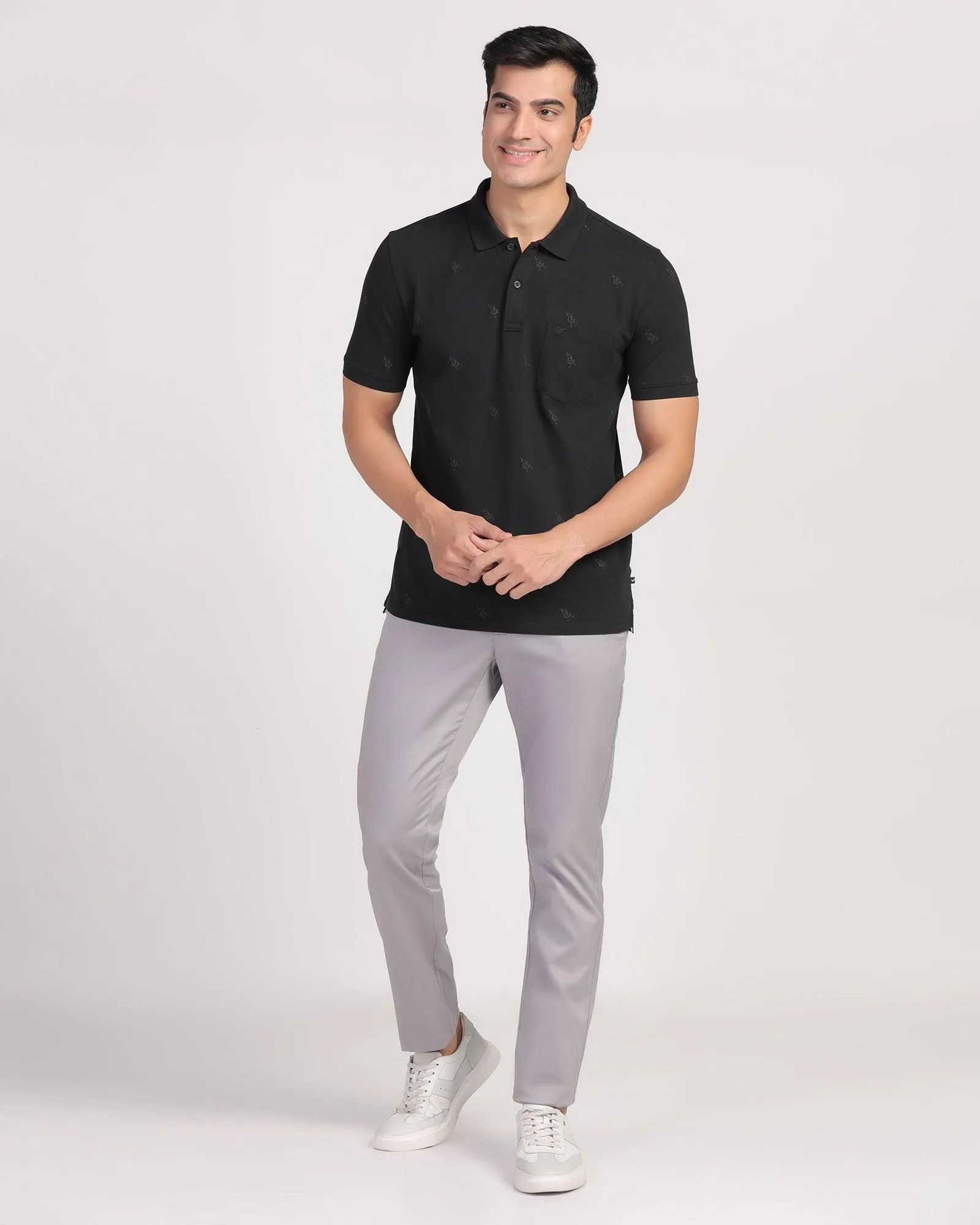 Non Irritating Tags Temp Tech Slim Fit B-91 Casual Grey Solid Khakis - Henry