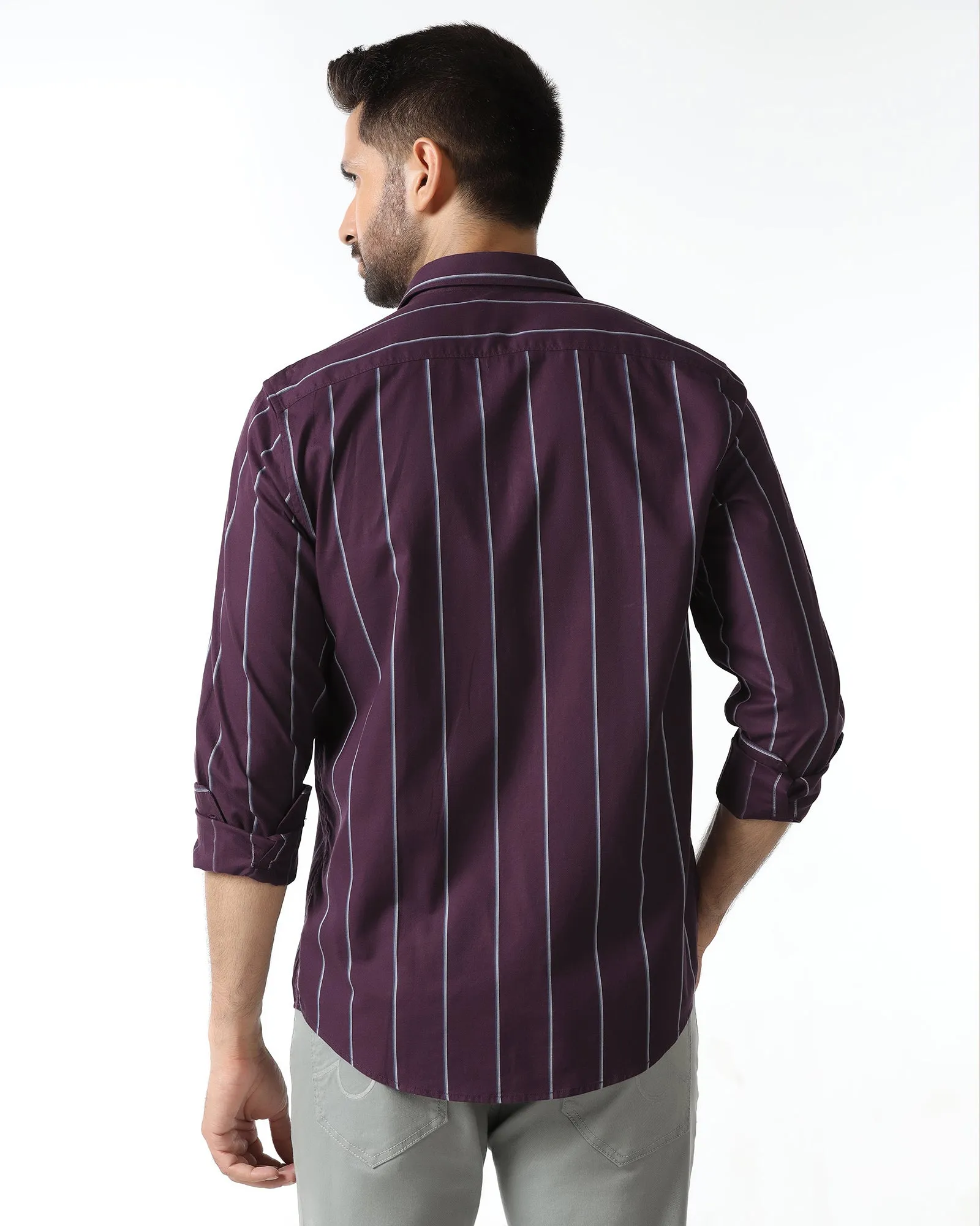 slim fit Gym Companion Wine Stripe Shirt - Huon