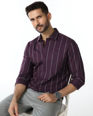 Casual Hangout Wine Stripe Shirt - Huon