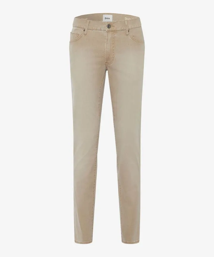 Brax Chuck Dry Color Flex Five Pocket Pant in Cacao Contoured Panel Design Core Fit Design