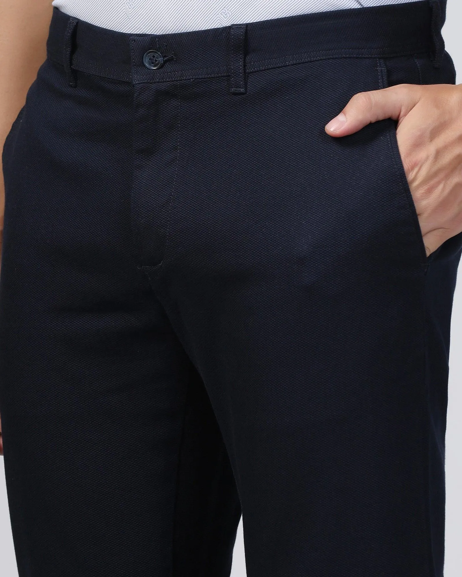Functional Layer Slim Comfort B-95 Casual Navy Textured Khakis - Tark