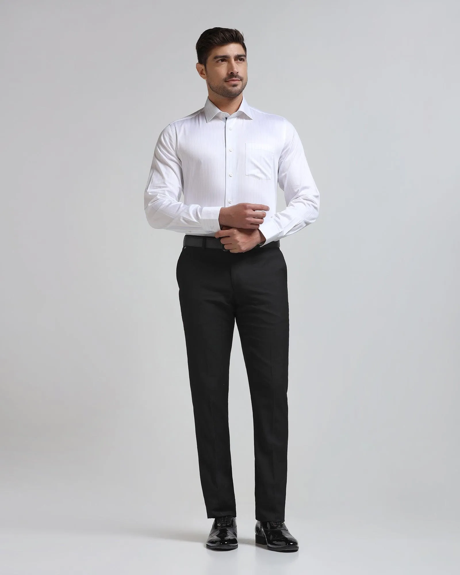 All-day Comfort Slim Comfort B-95 Formal Black Solid Trouser - Himalayan