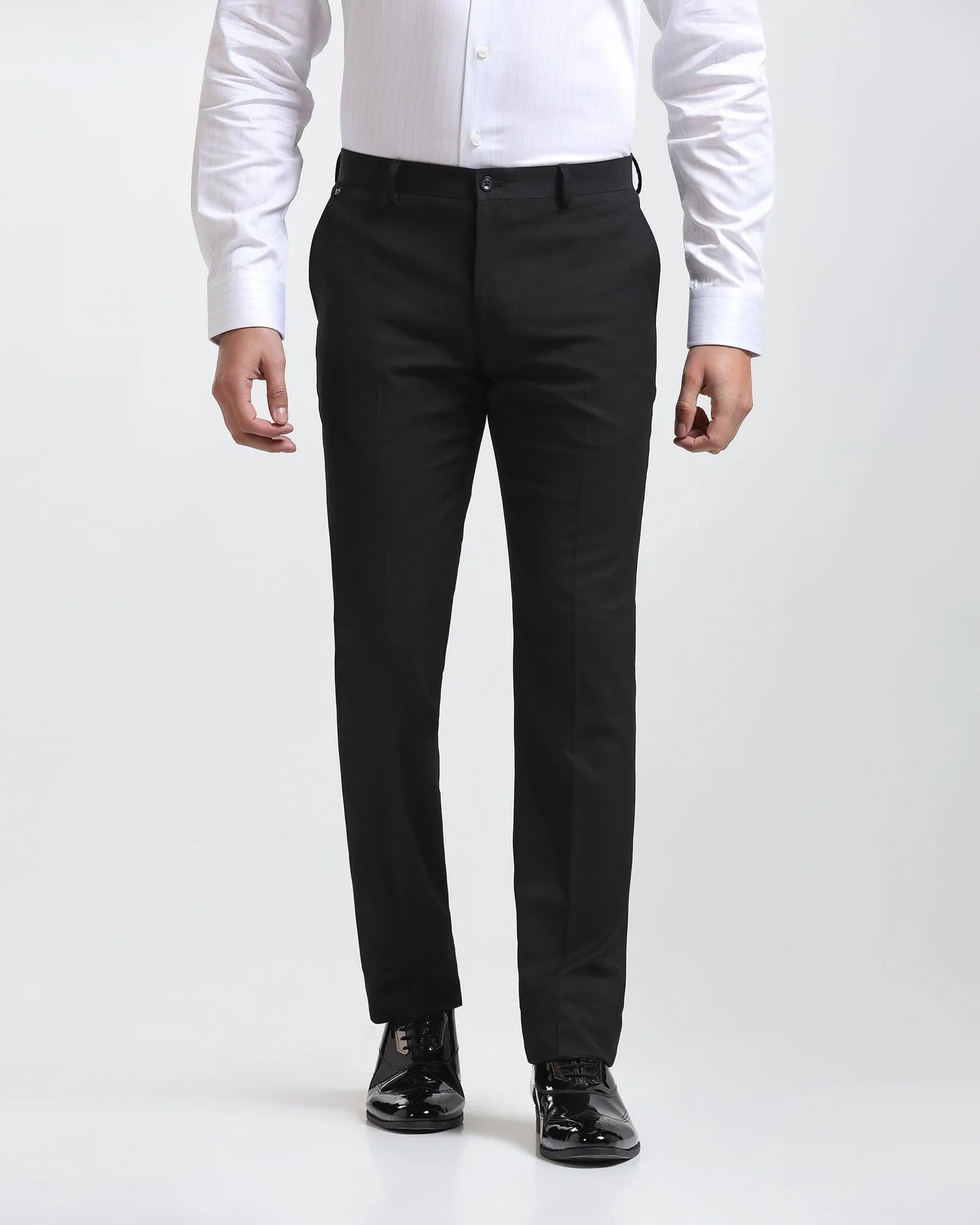 Fashion Staple Flattering Style Slim Comfort B-95 Formal Black Solid Trouser - Himalayan