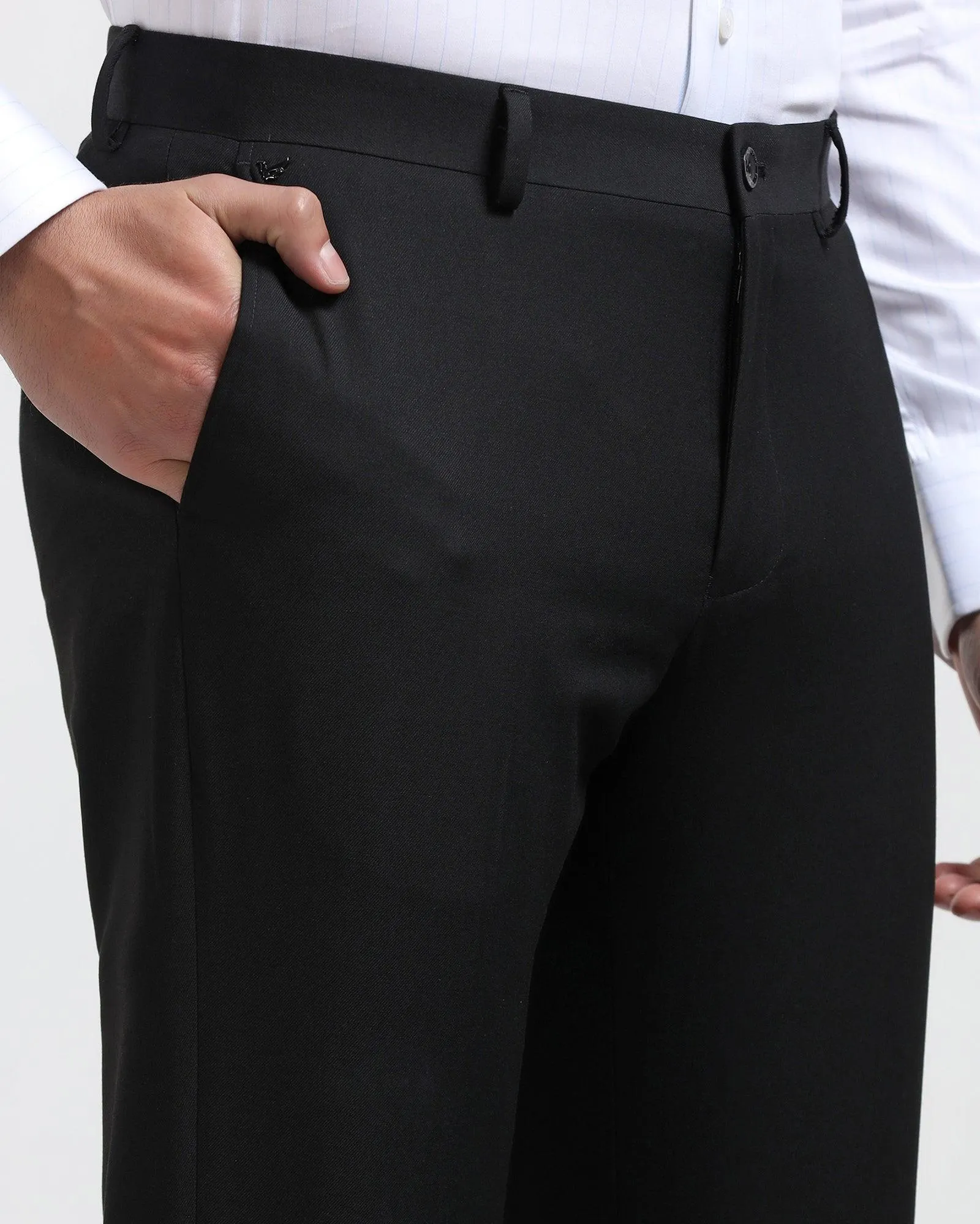ReinforcedSeams Breathable Comfort Slim Comfort B-95 Formal Black Solid Trouser - Himalayan