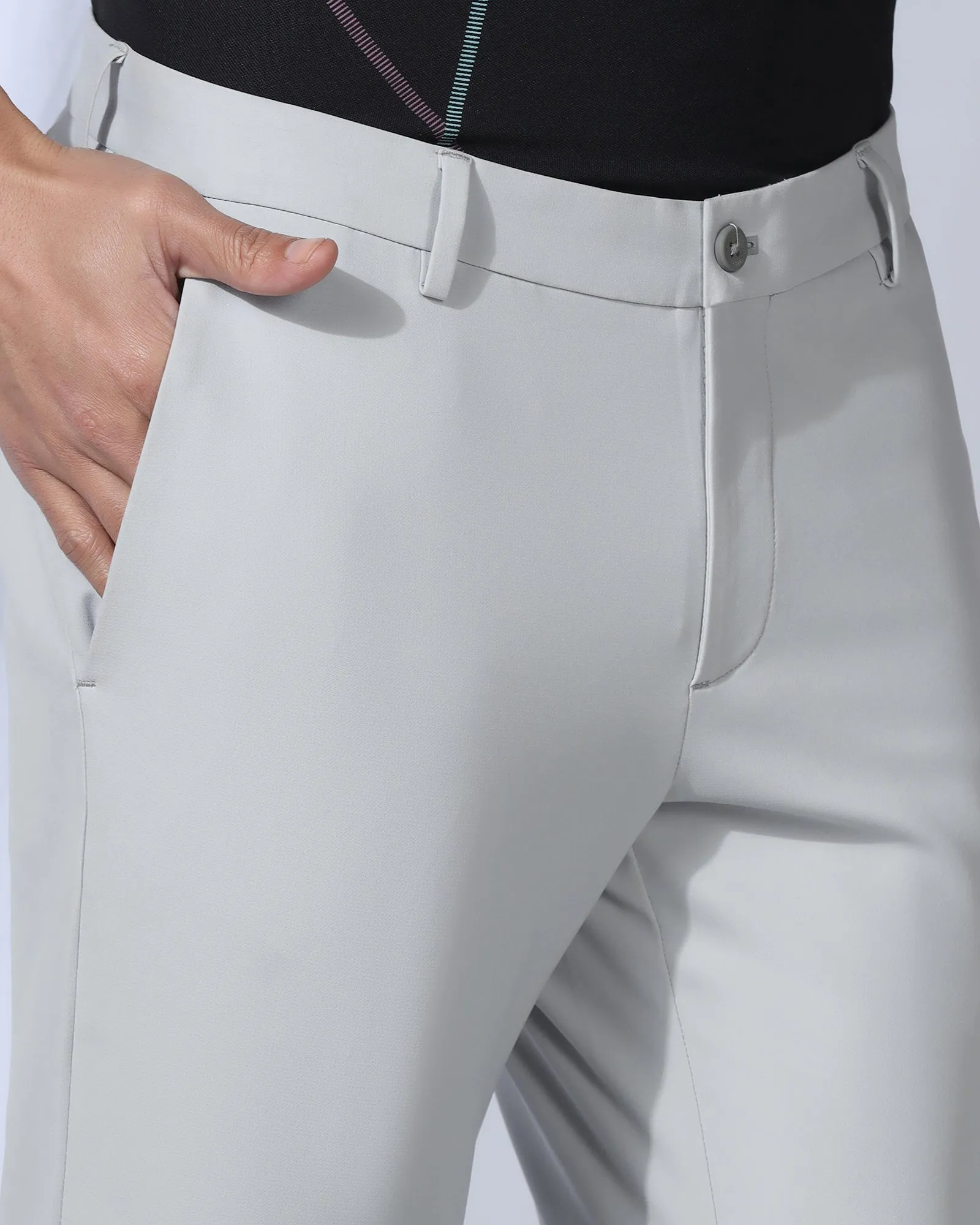 HighWaistSupport TechPro Slim Fit B-91 Casual Grey Solid Khakis - Gary