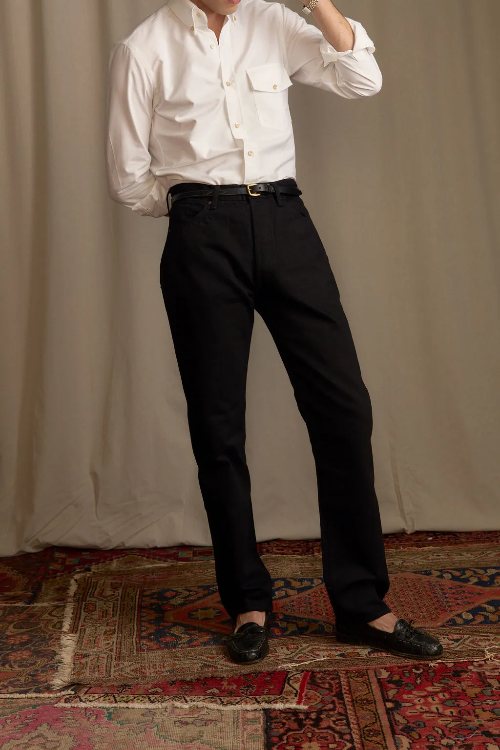 Office Wear Couple Look Work Ready Hypoallergenic Material Composition Black 5 Pocket Denim