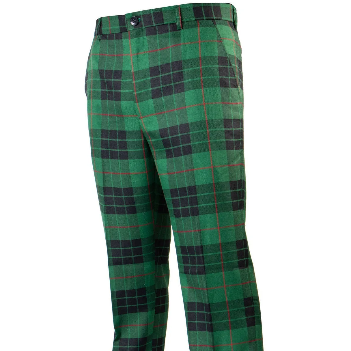 Minimal Stretch Fit Multi Pocket System Plaid Green Black Red Pants