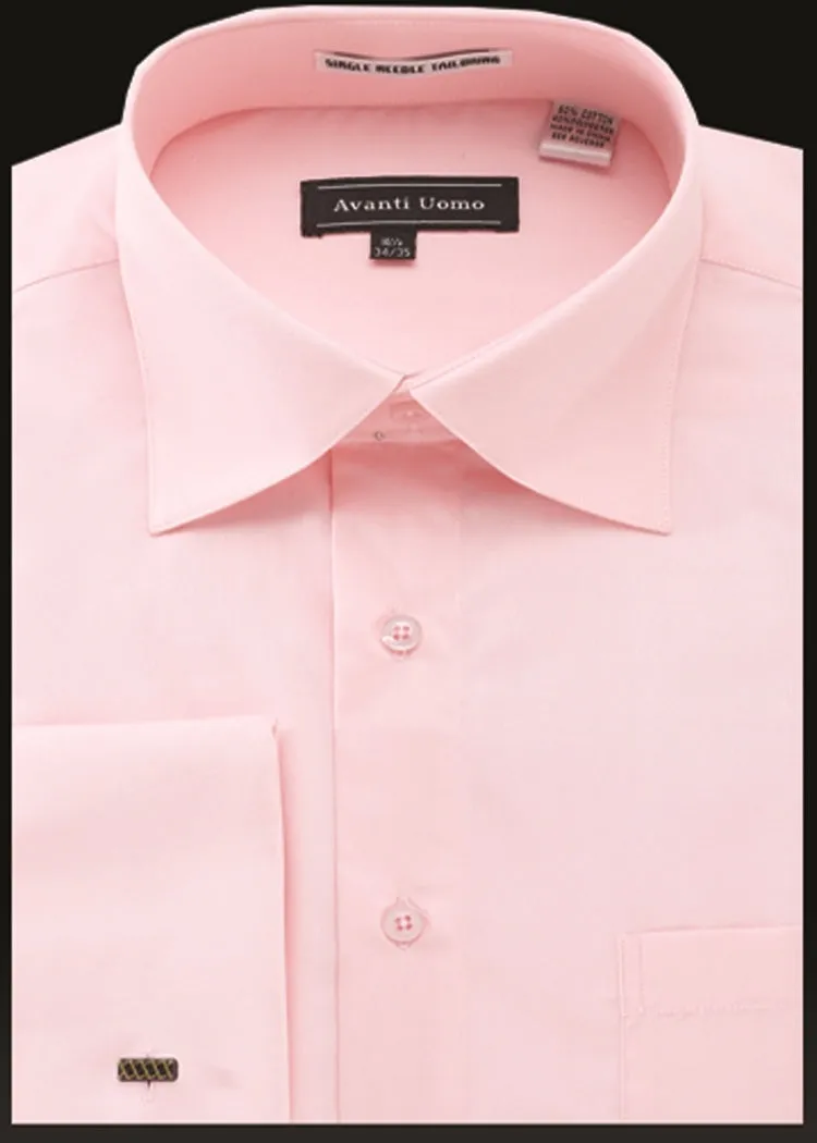 Fast Drying Yoke Design Avanti Uomo French Cuff Dress Shirt DN32M Pink