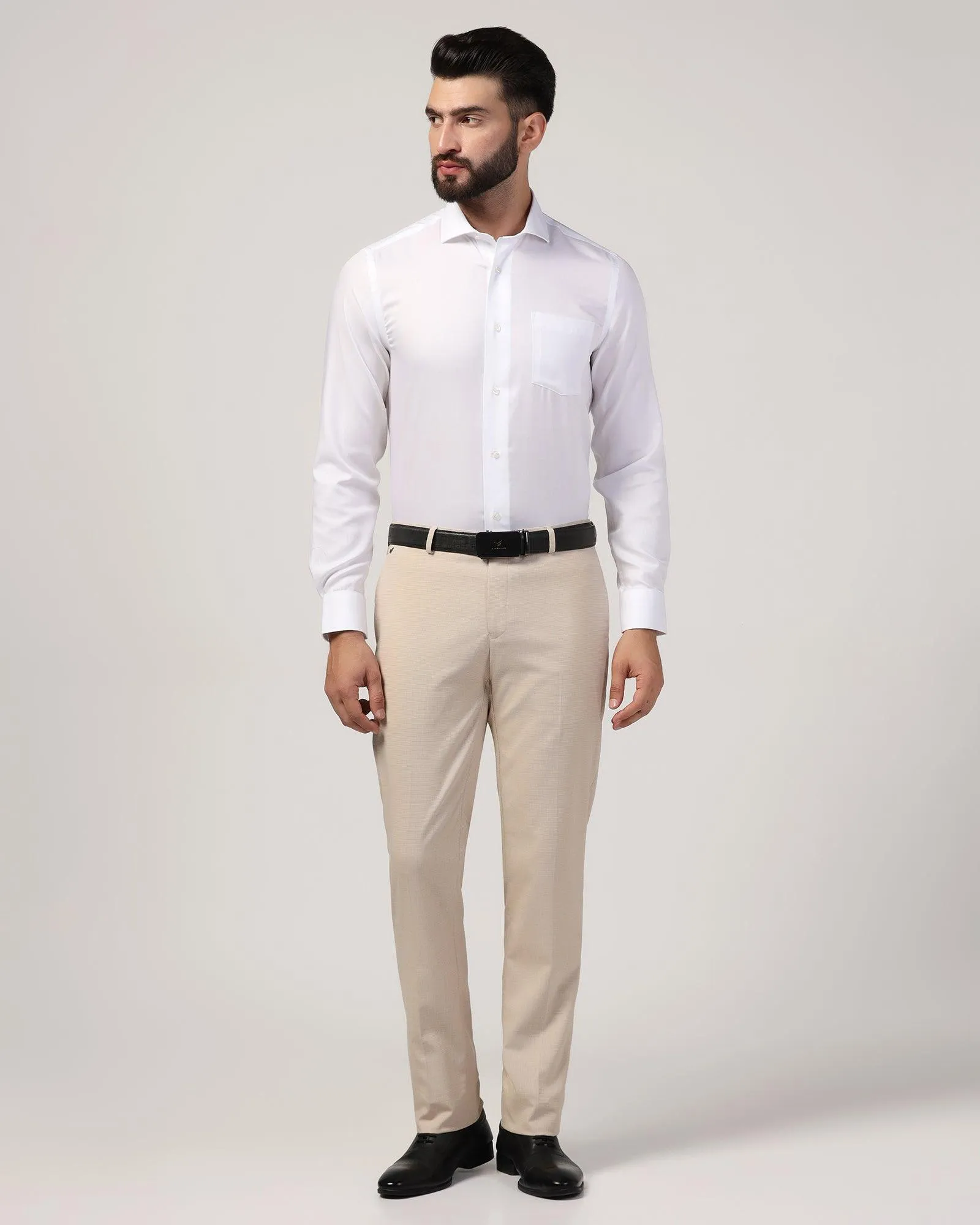 Slim Comfort B-95 Formal Beige Textured Trouser - Misco Cozy and Soft Core Movement