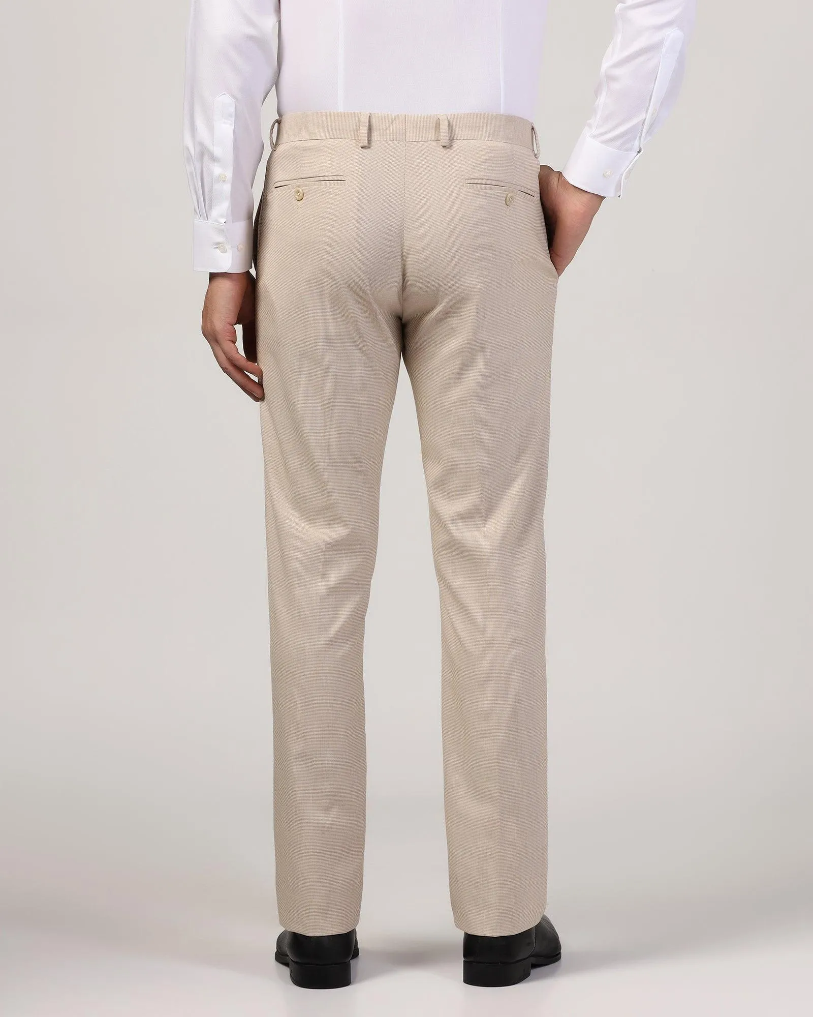 Utility Ready Commuter Ready Slim Comfort B-95 Formal Beige Textured Trouser - Misco