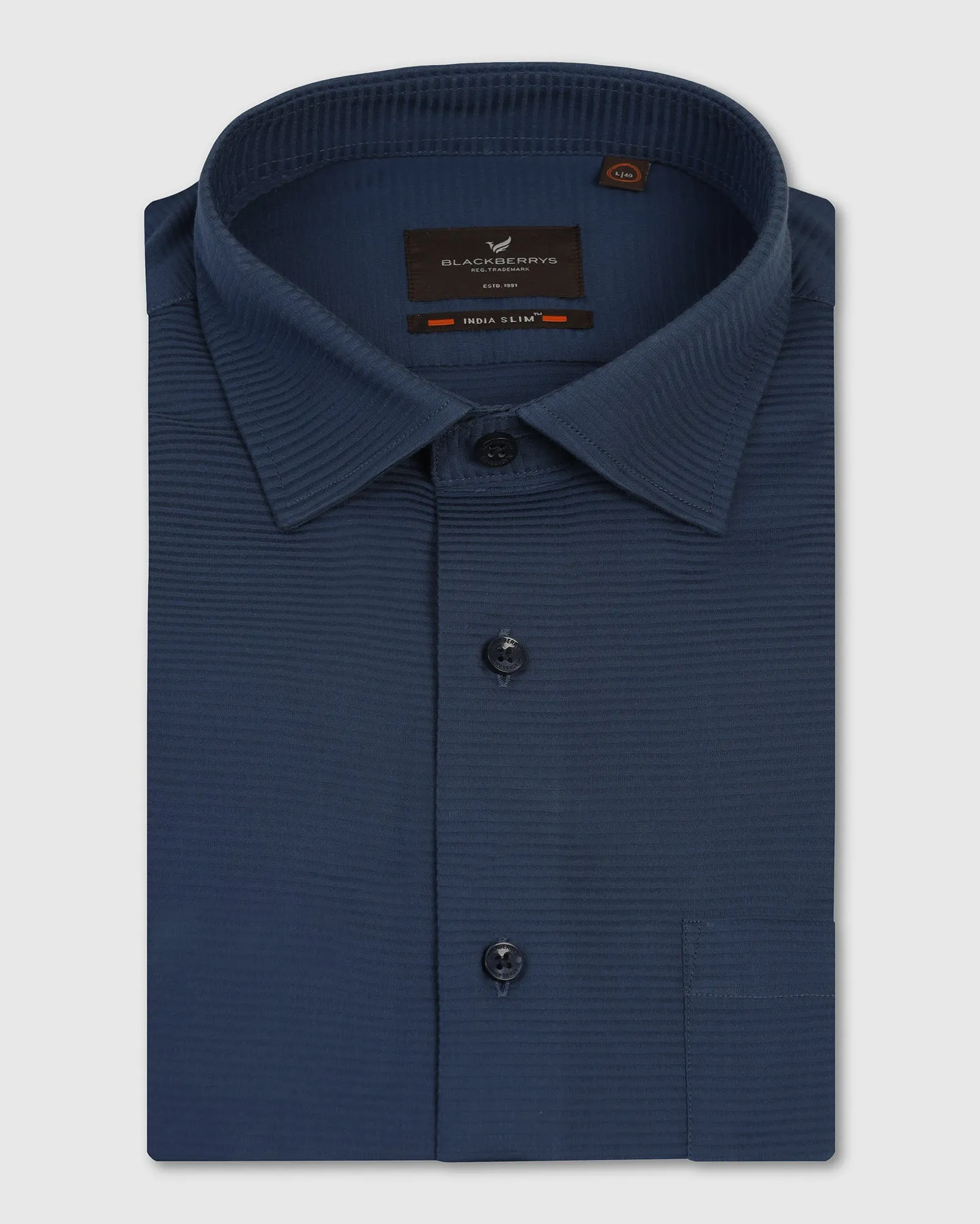 Contemporary Style Tailored Cut Formal Blue Stripe Shirt - Merlot