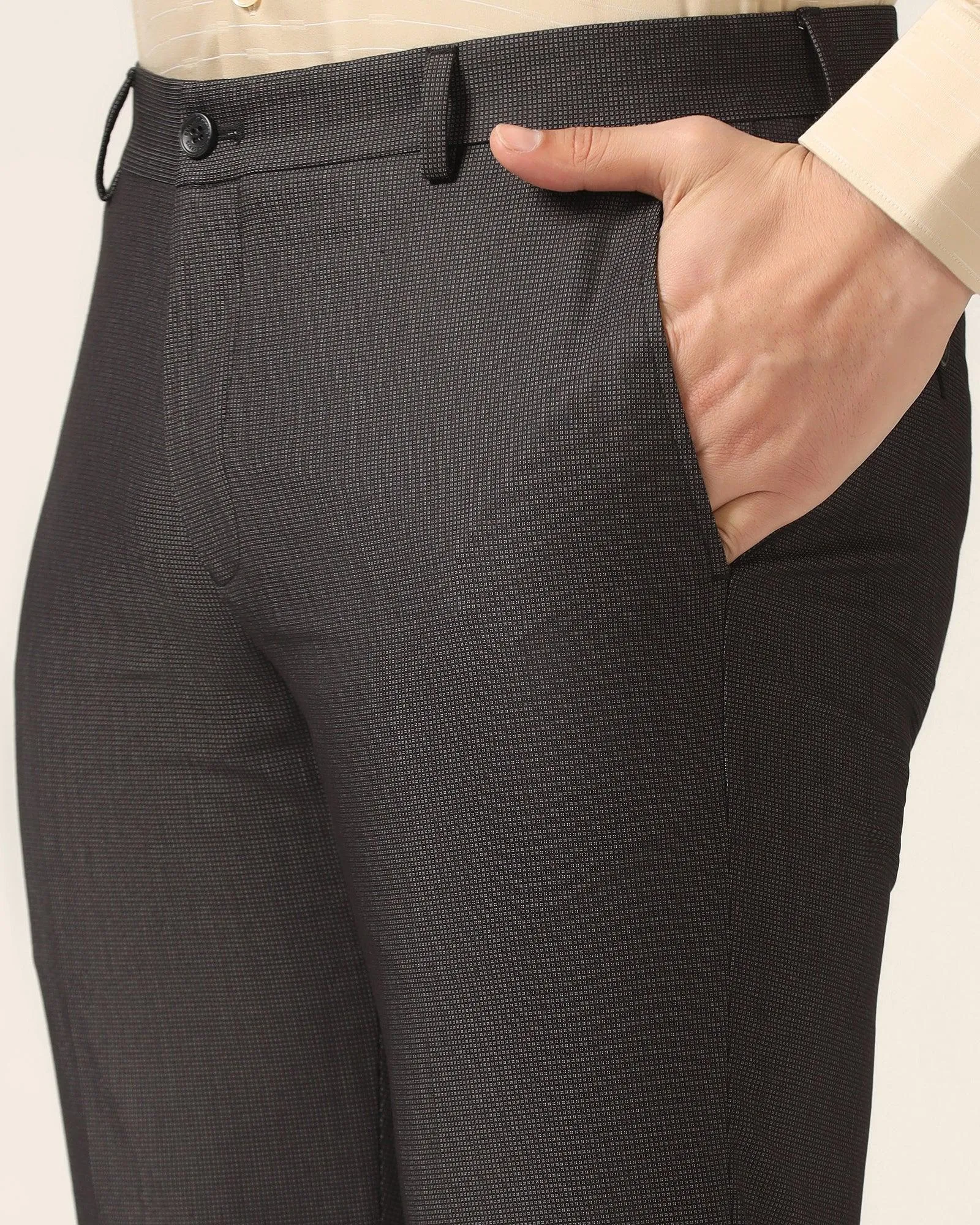 Slim Fit B-91 Formal Black Textured Trouser - Steed Multipurpose Design