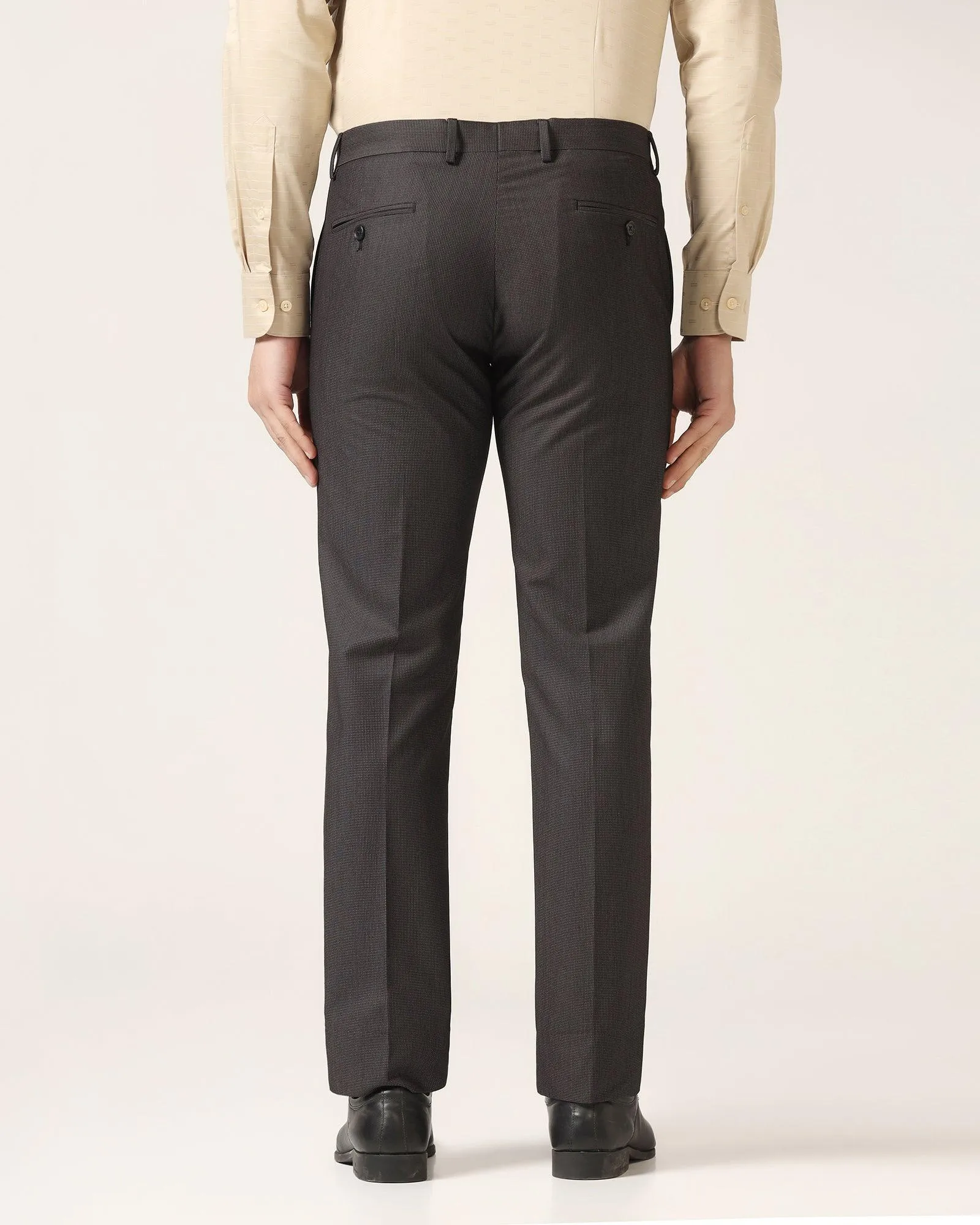 Slim Fit B-91 Formal Black Textured Trouser - Steed TouchscreenCompatiblePockets Chill Wear