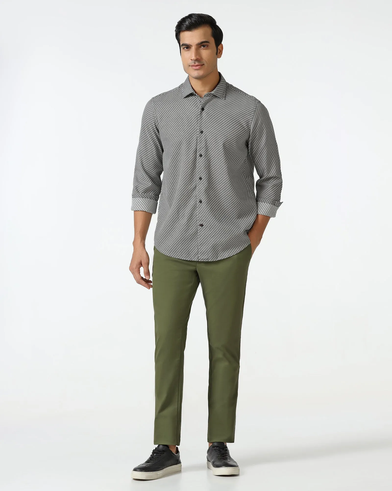 Eco Friendly Dye Fitted Cut Grey Textured Shirt - Durlan
