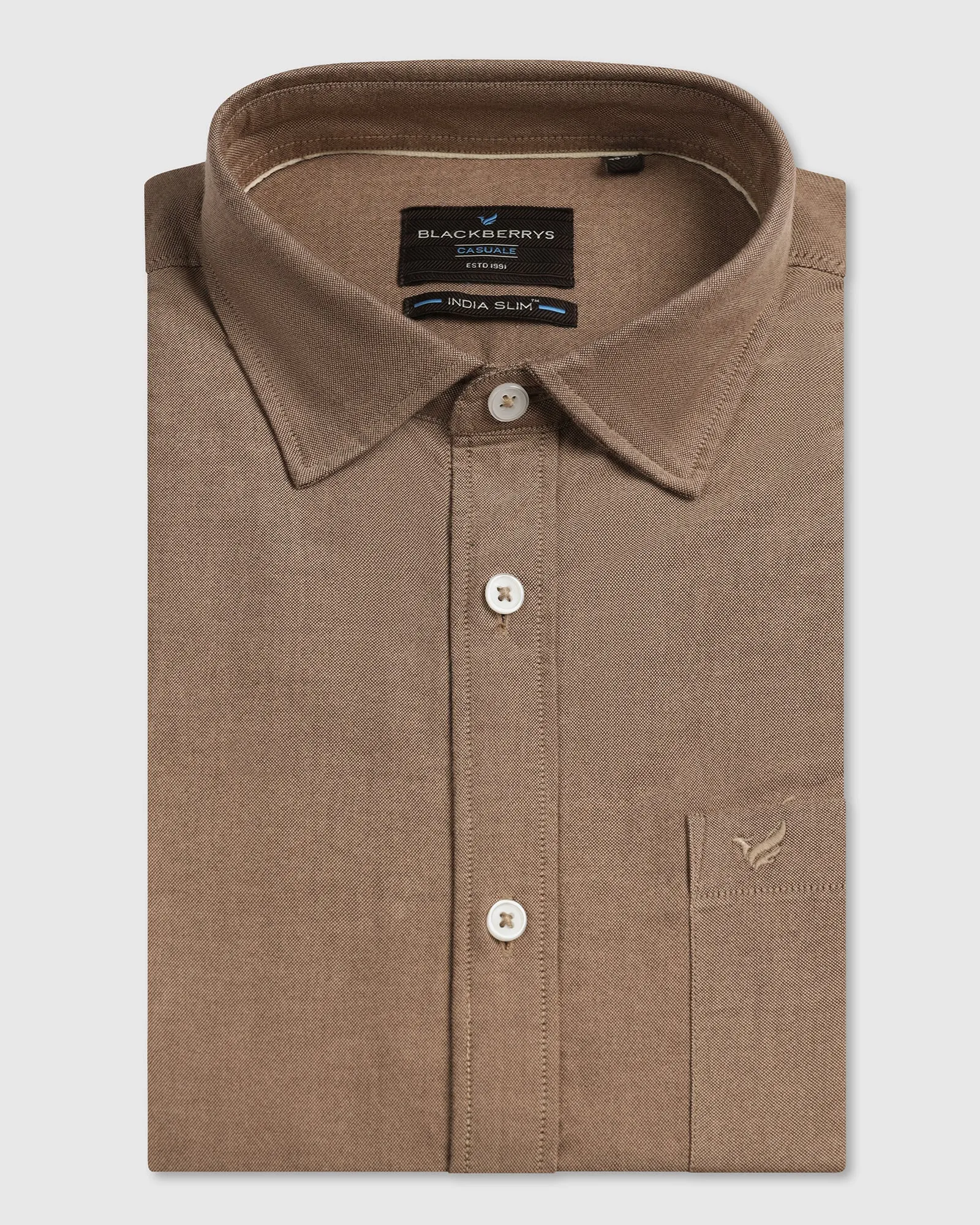 V-Neck Brown Solid Shirt - Solly
