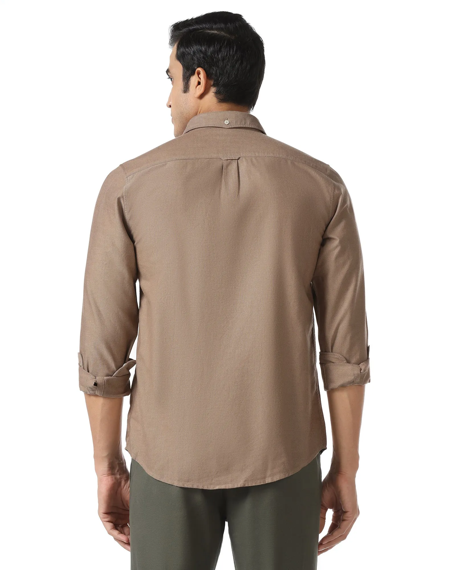 Contemporary Style Brown Solid Shirt - Solly