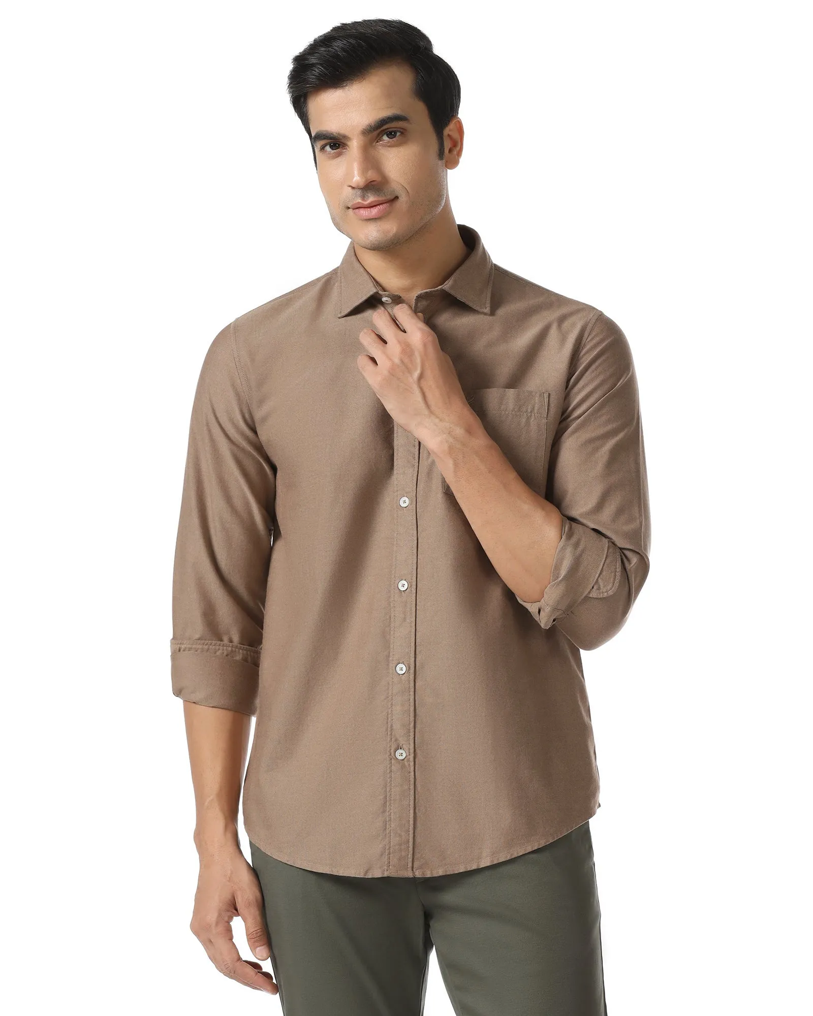 Brown Solid Shirt - Solly Layering Essential