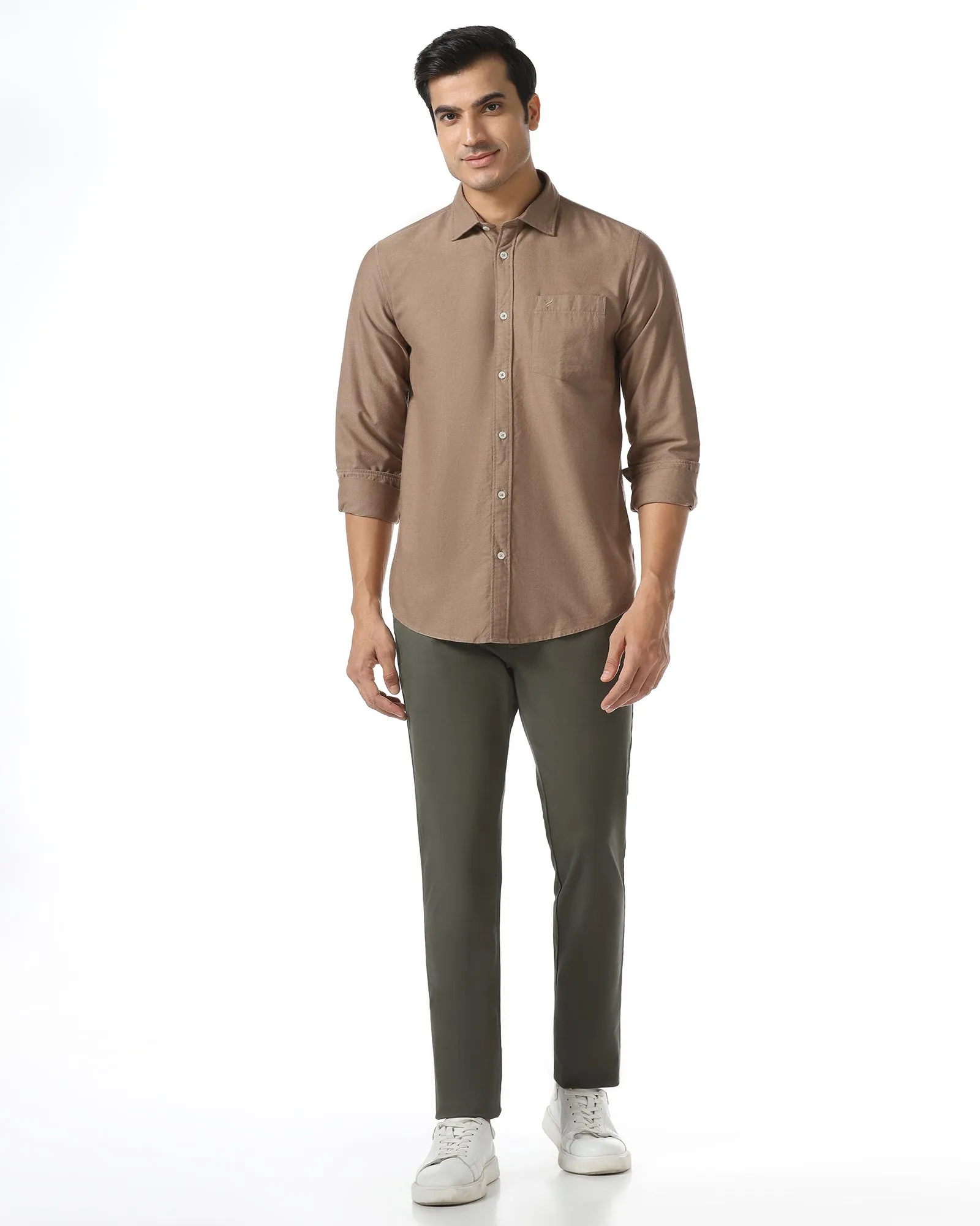 Brown Solid Shirt - Solly Lightweight Feel