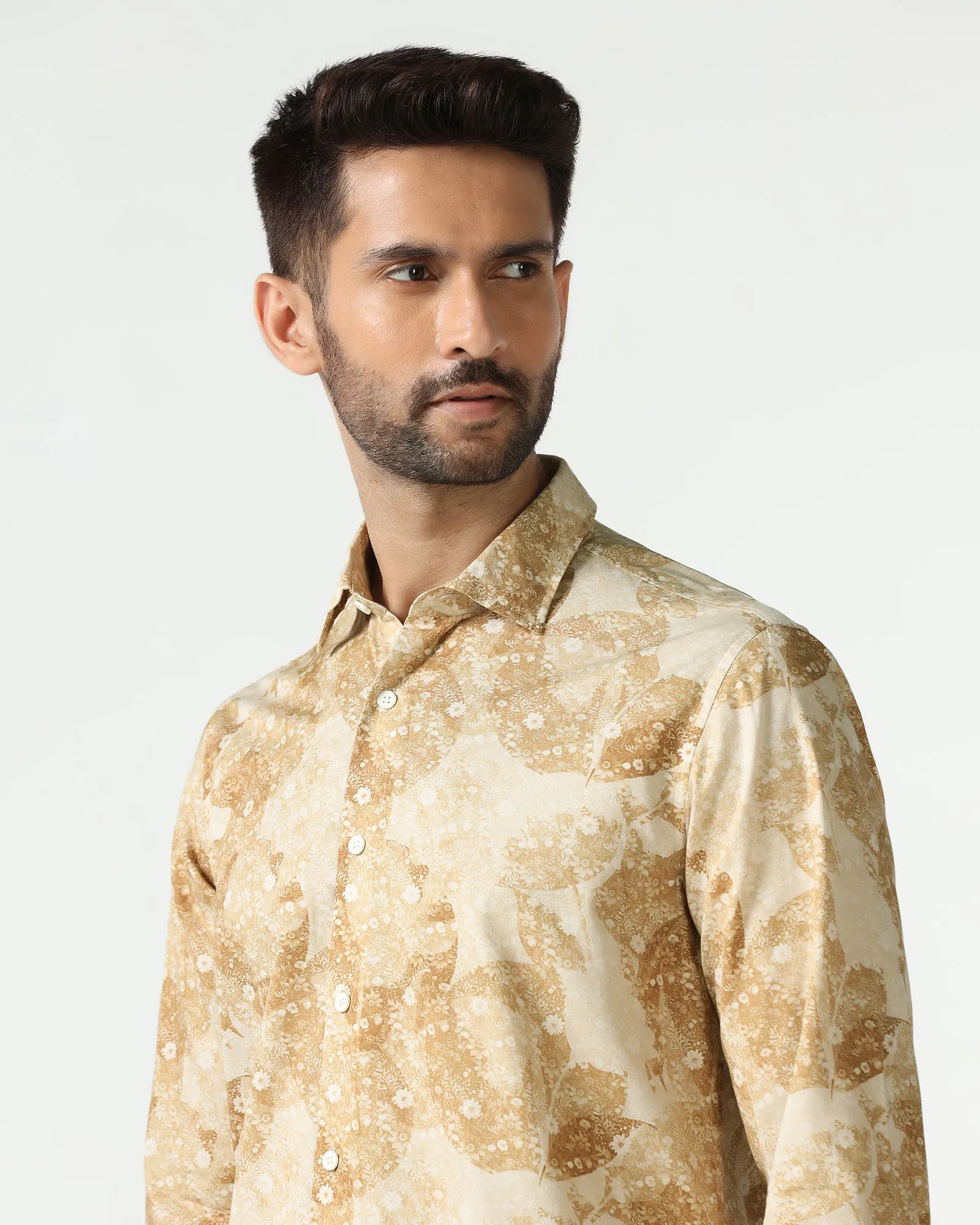 Beige Printed Shirt - Mose Unique Design Smart Look