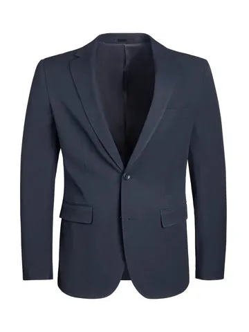 T.O. Men's Slim Flex Blazer-Navy Vegan Leather Accents retro look