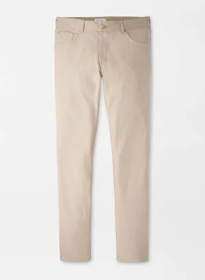Peter Millar Brevard Performance Flannel Five-Pocket Pant in Khaki Cropped hem